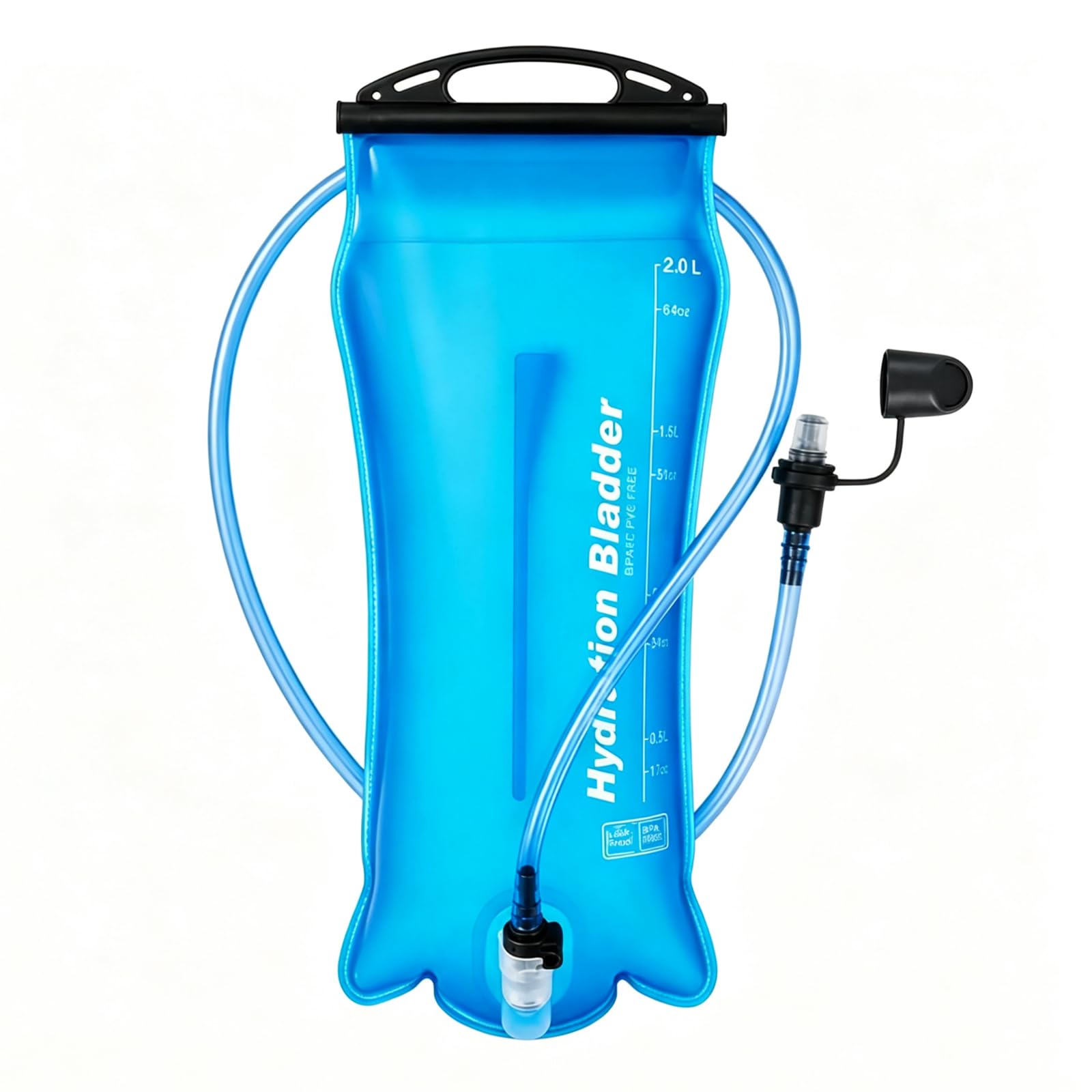 Hydration Bladder 2L, Food-Grade TPU, BPA Free Leak-Resistant Water Bladder, Large Opening Reservoir with On/Off Bite Valve, for Hiking Running Cycling Camping