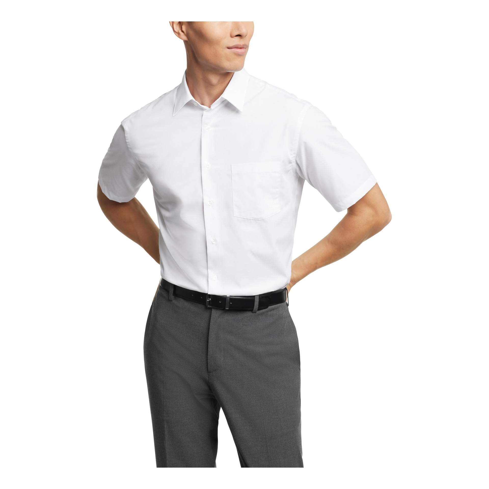 mens Dress Shirts Short Sleeve Poplin Solid Dress Shirt