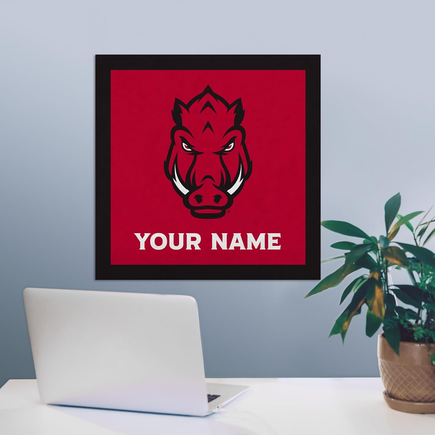 Rico Industries NCAA Arkansas Razorbacks Personalized 23" Felt Wall Banner - Sports Decor for Man Cave, Game Room, Office & Bedroom - Long-Lasting, Customizable Wall Decorations - Made in The USA