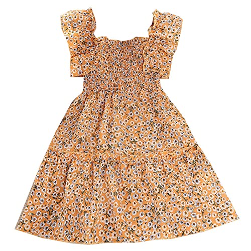 Vestido infantil para meninas, vestido de princesa, sem mangas, floral, cintura elástica, para o ver