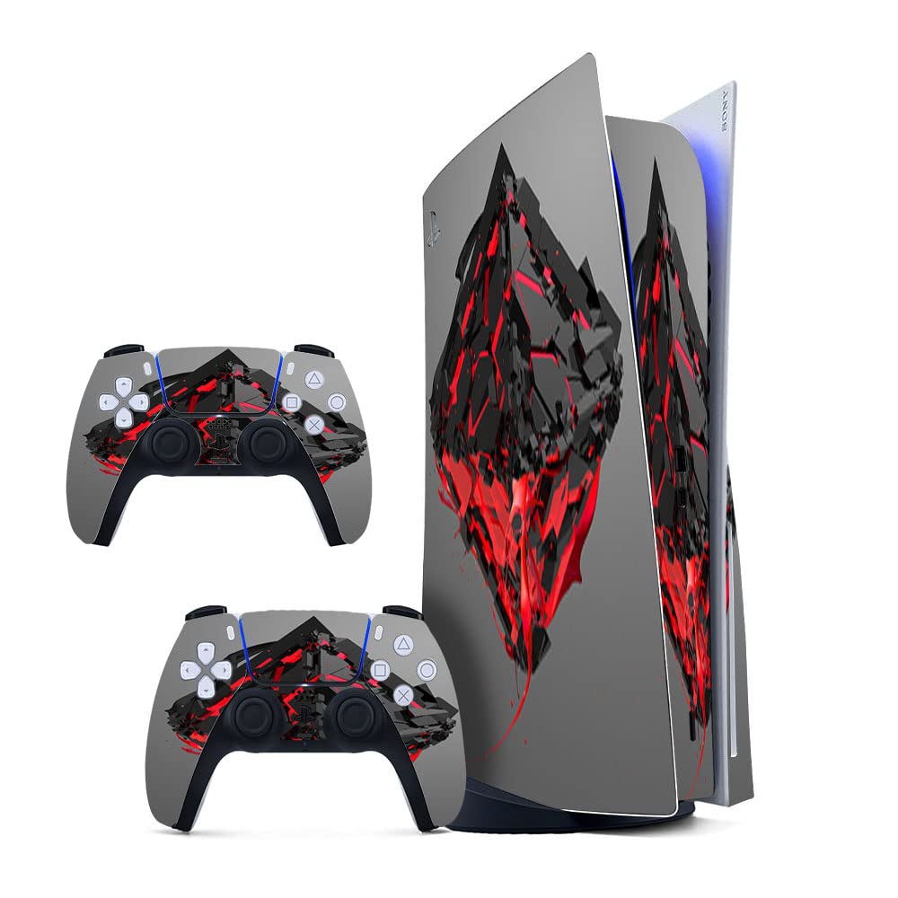 GADGETS WRAP Printed Vinyl Skin Sticker Decal for Sony PS5 PlayStation 5 Disc Edition Console & 2 Controller (Skin Only, Console & Controller not Included.) - Black Red Abstract (B0BW3PM7SZ) Amazon Price History, Amazon Price Tracker