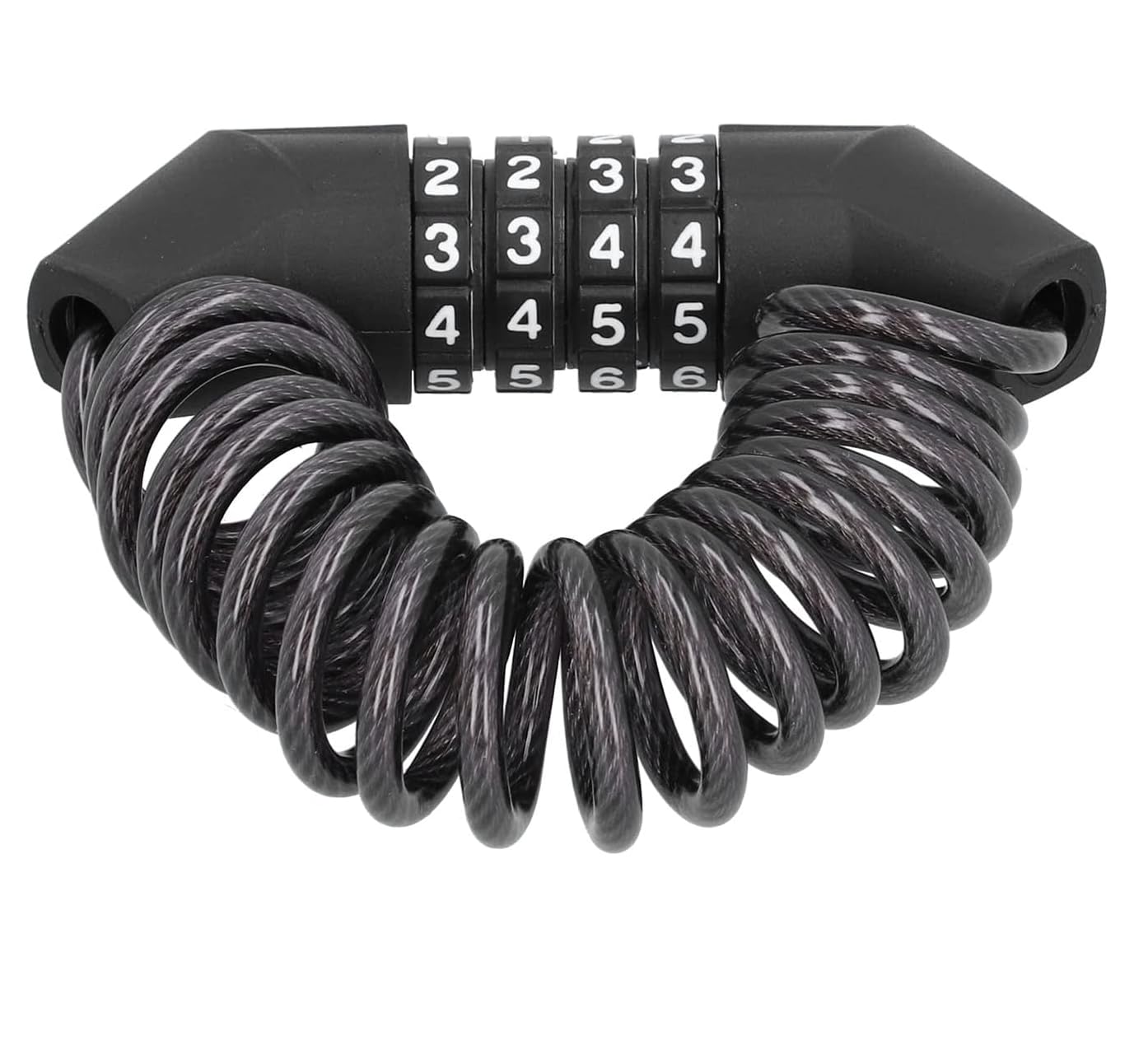 Znee Smart 2.0 Version Helmet Lock Cable Resettable 4 Digit Password Portable Anti?Theft Travel Luggage Locks For Bike Motorcycle - Stainless Steel, Black