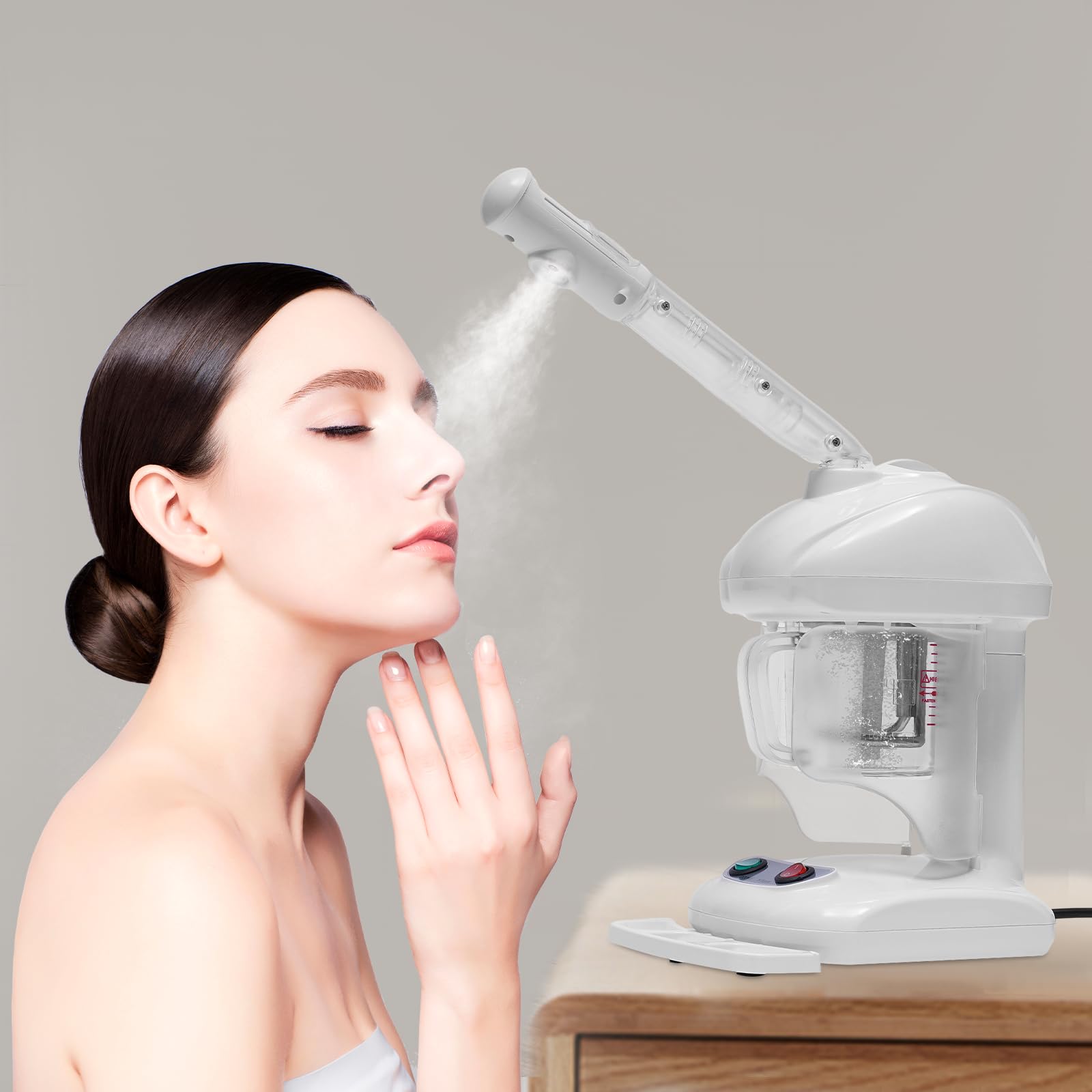 Parownik do włosów, tryb parowy 480 W, parownik do twarzy z wężem do spryskiwania twarzy i maską do pielęgnacji włosów, zbiornik na wodę 450 ml, sauna do twarzy, parownik do pielęgnacji włosów i