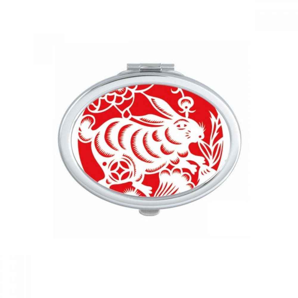 Miroir compact ovale motif zodiaque chinois traditionnel, un cadeau artisanal mignon et coloré