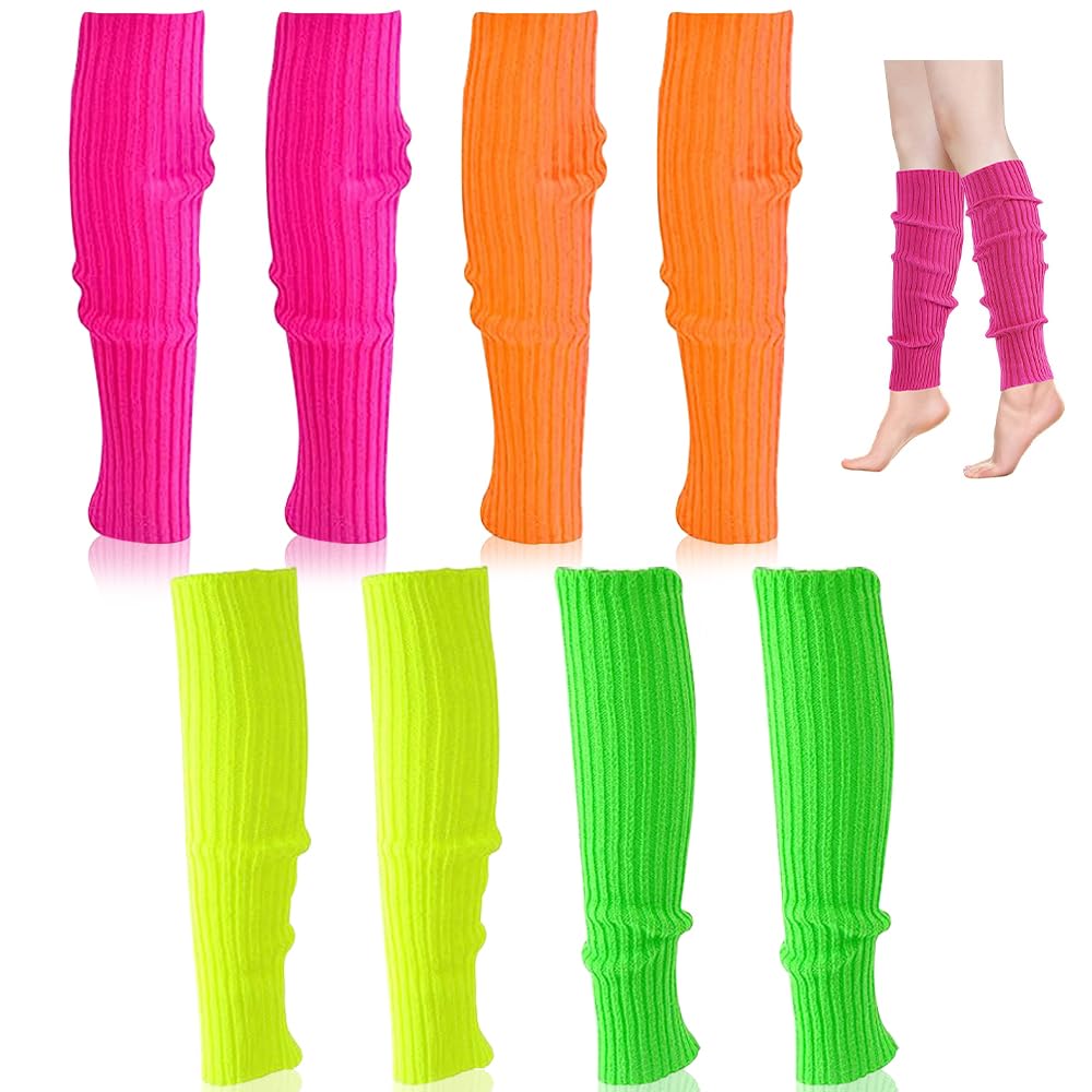 BNGXR Leg Warmers Sweatband Set, 4 Pieces 80s 90s Women's Leg