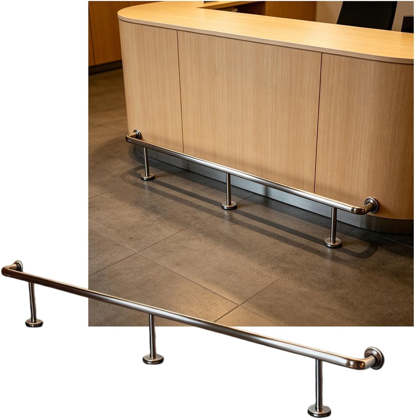 Epano Silver Lxxw Bar Foot Rail Bar Foot Rail, Heavy Duty Rest Bracket For Restaurant Kitchen Cafe Library(,3.8M/12.47Ft)