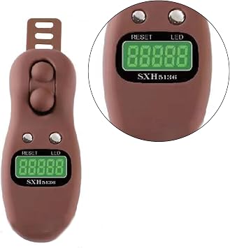 Electronic Digital Tasbih Tally Counter with LED Resettable Islamic Rotating Prayer Beads Tally Counter Counting Device, brown