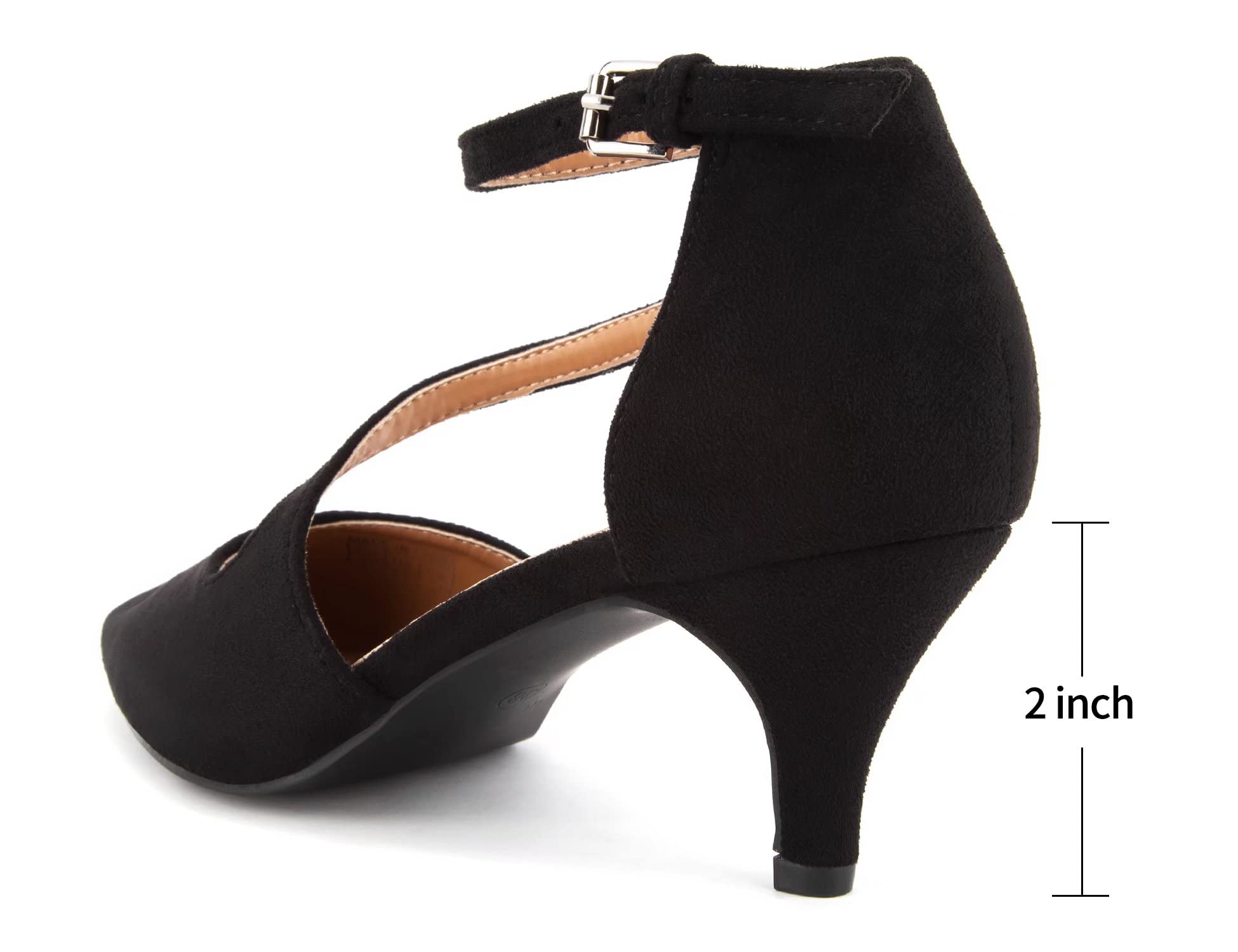 Greatonu Damskie buty na palcach z paskiem na kostkę i obcasem, czarny T, 36 EU