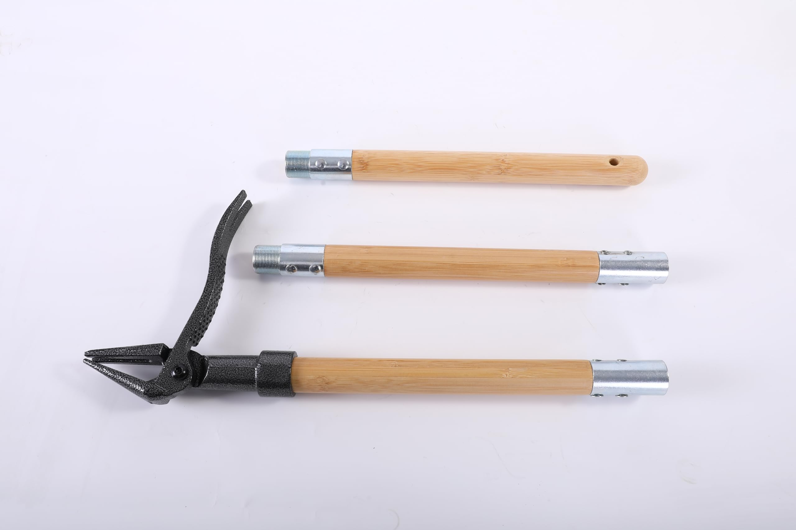 Deshierbe 110 cm + 1 par de guantes de protección contra cortes – Extractor de malas hierbas con mango largo y garras de metal, herramienta de jardín
