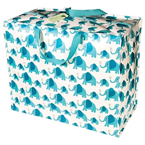dotcomgiftshop Blue Elephant Print Large Storage Bag with Zip - Strong and Durable 55 x 48 x 28cm 70l Cover