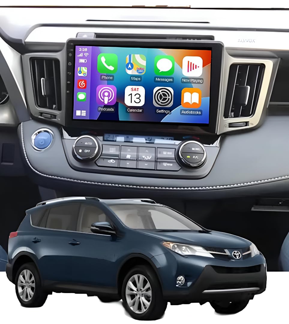 Car radio Android 14 - Toyotta RAV4 2013-2019, Apple CarPlay and Android Auto, touch tactile 10.1 channels, multimedia system HD without film | Wi-Fi, DAB+ (T9 (8 GB/256 GB) 8 cœurs 5G QLED)
