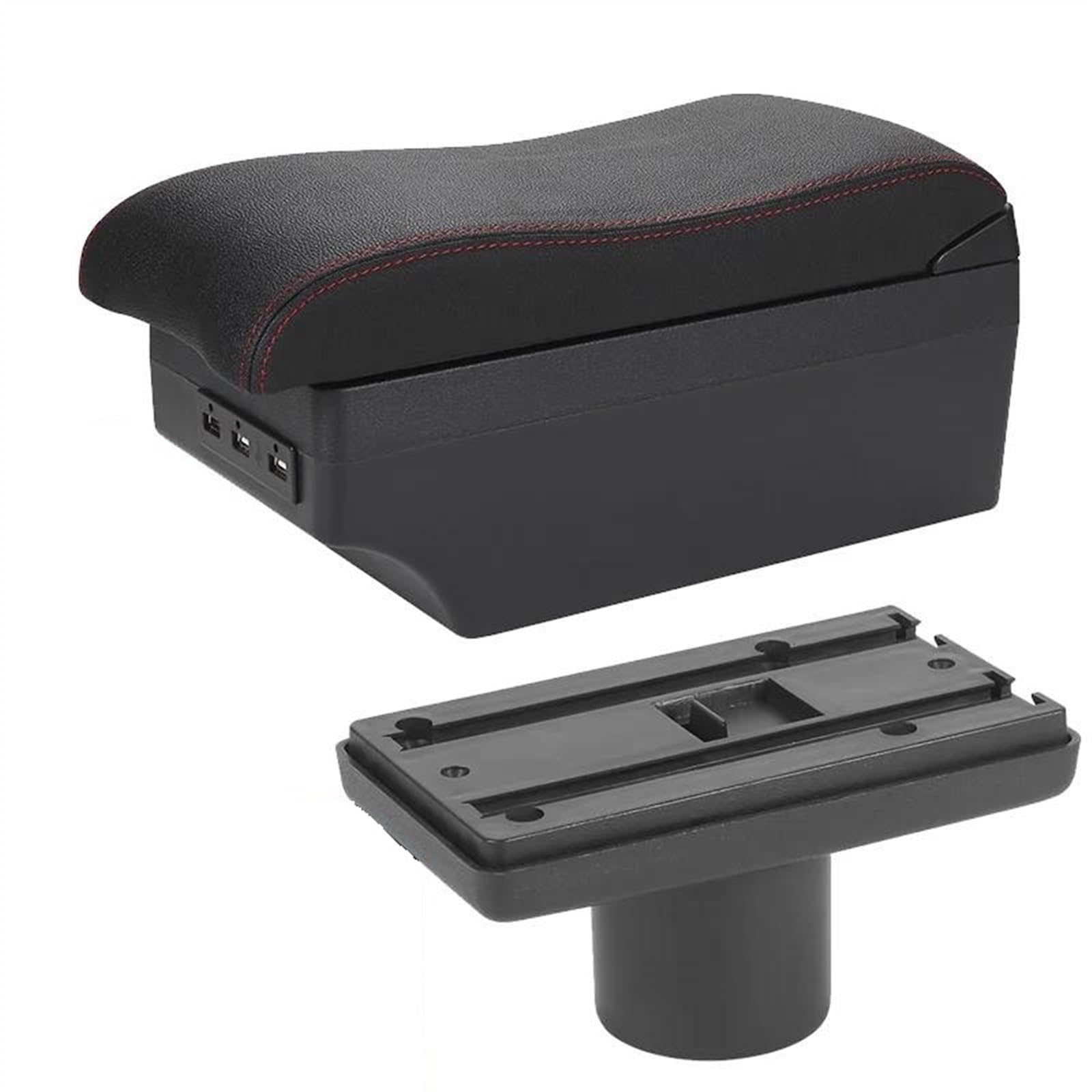 Ysdsls A1 Black Red 7Usb Armrest Box With Multifunctional Support Pu Upholstered Car Interior Modification Accessories For Ibiza 6J 6L