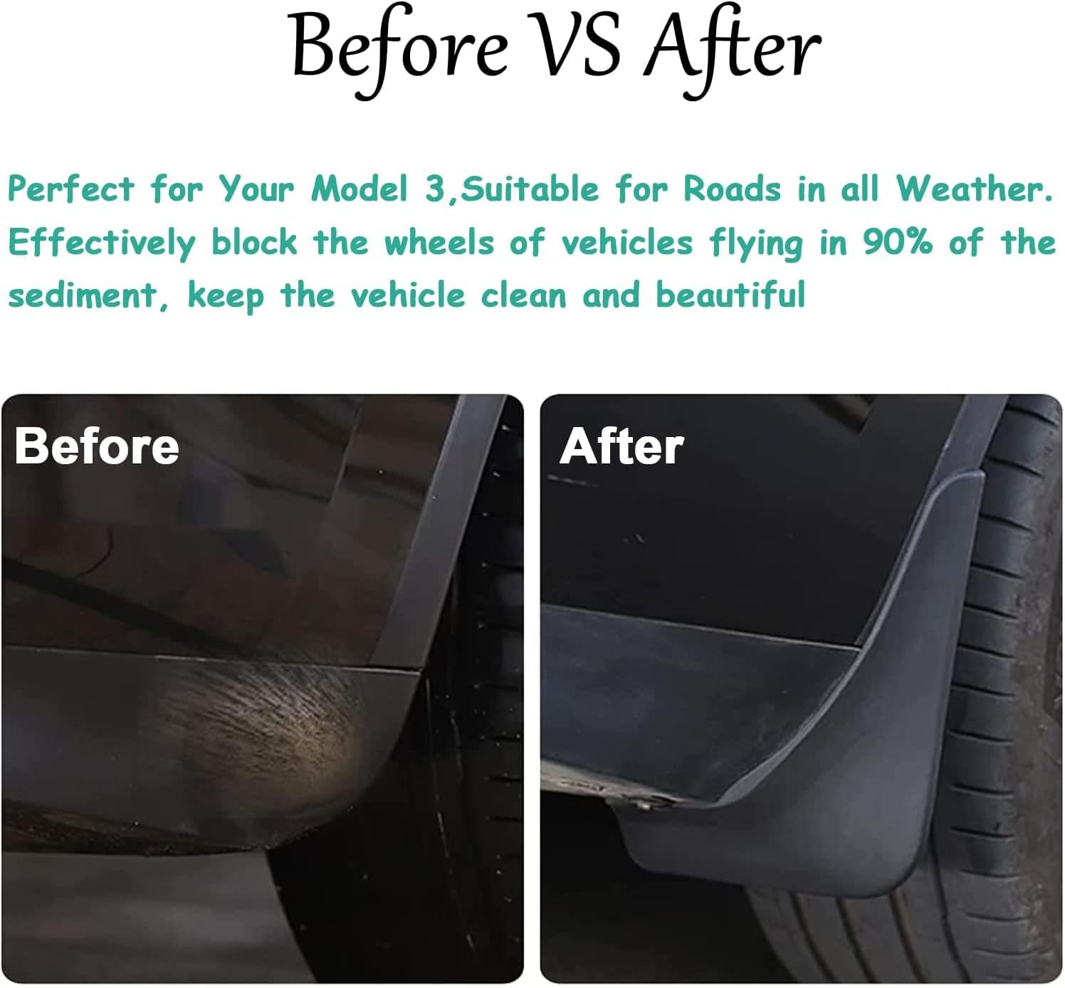 Baung Tesla Model 3 Mud Flaps Splash Guards No Need to Drill Holes 2021 2022 2023 Upgraded (Set of Four) Model 3 Fender Mud Guard Accessories