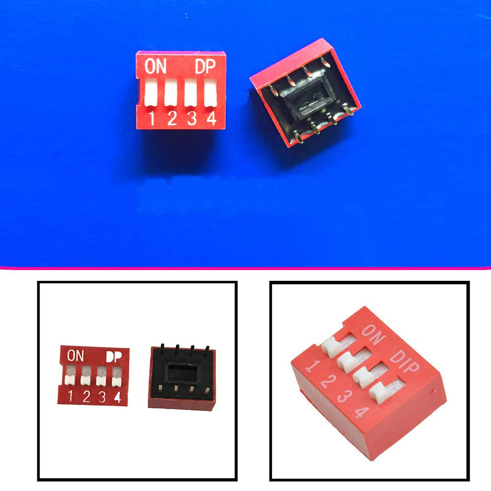 Aexit 2 Pcs 2 Row 16 Pin 16P 8 Position Way 2.54mm Passo SMT SMD DIP Switch Ner-o ID: 693149 - Foto 7