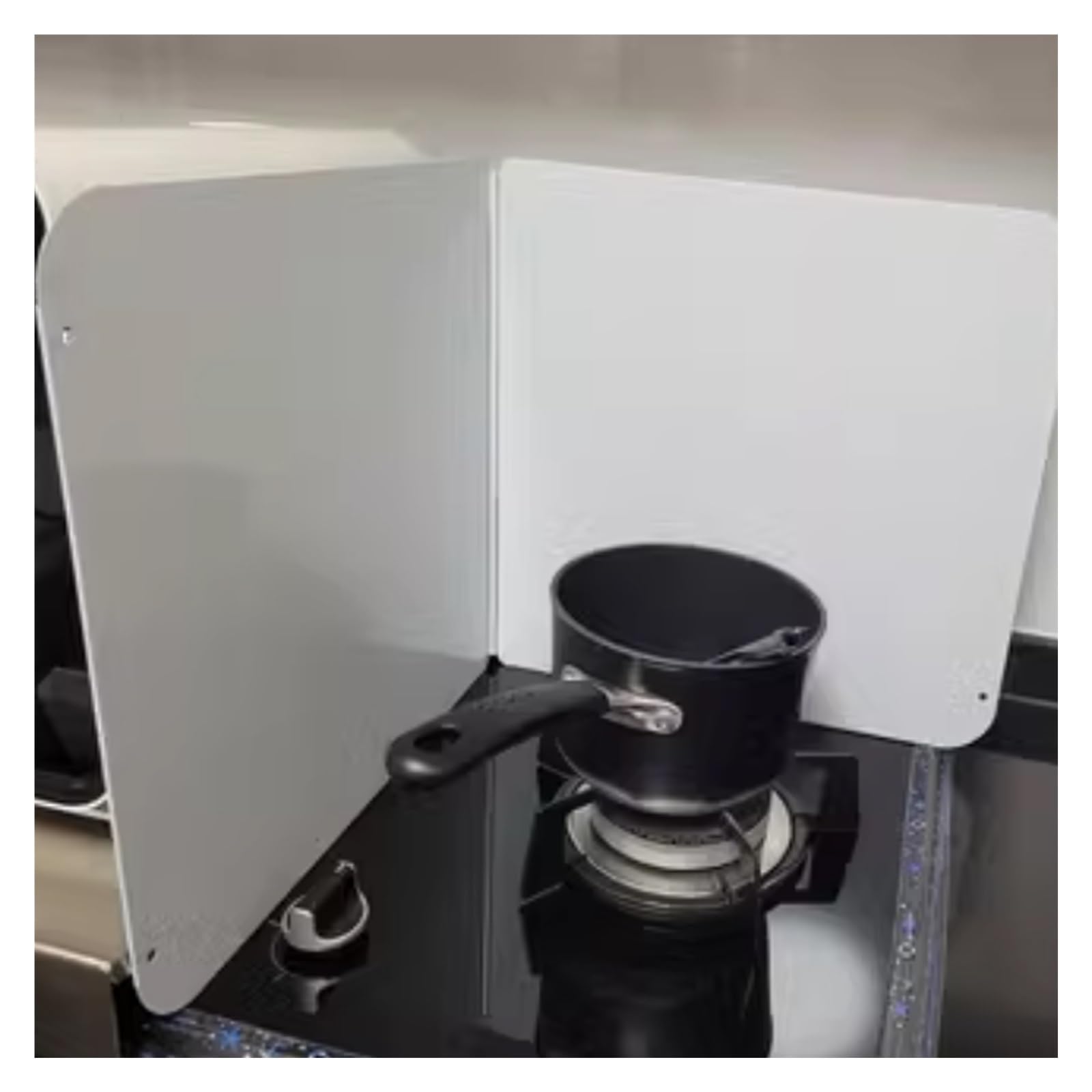 Paraschizzi Pieghevole a Doppia Faccia per Cucinare, in Acciaio Inox Bianco, per padelle e fornelli, Dimensioni 30x40 cm (11,8x15,7 Pollici) - Protezione dagli Schizzi in Cucina