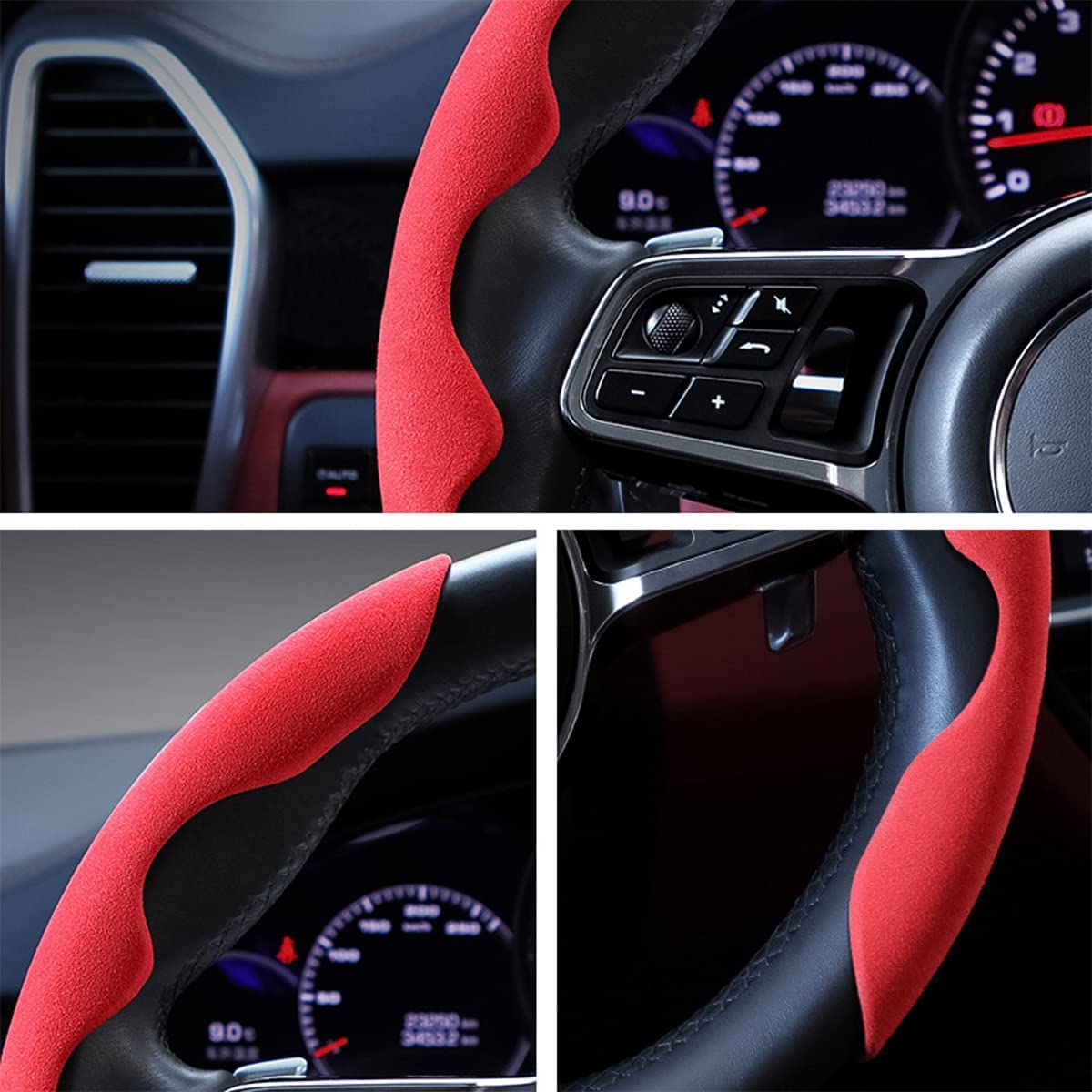 Automaze New Suede Texture Steering Wheel Grip Cover for Cars, Safe and Non Slip Car Interior Accessory (Suede Red) - Image 6 thumbnail