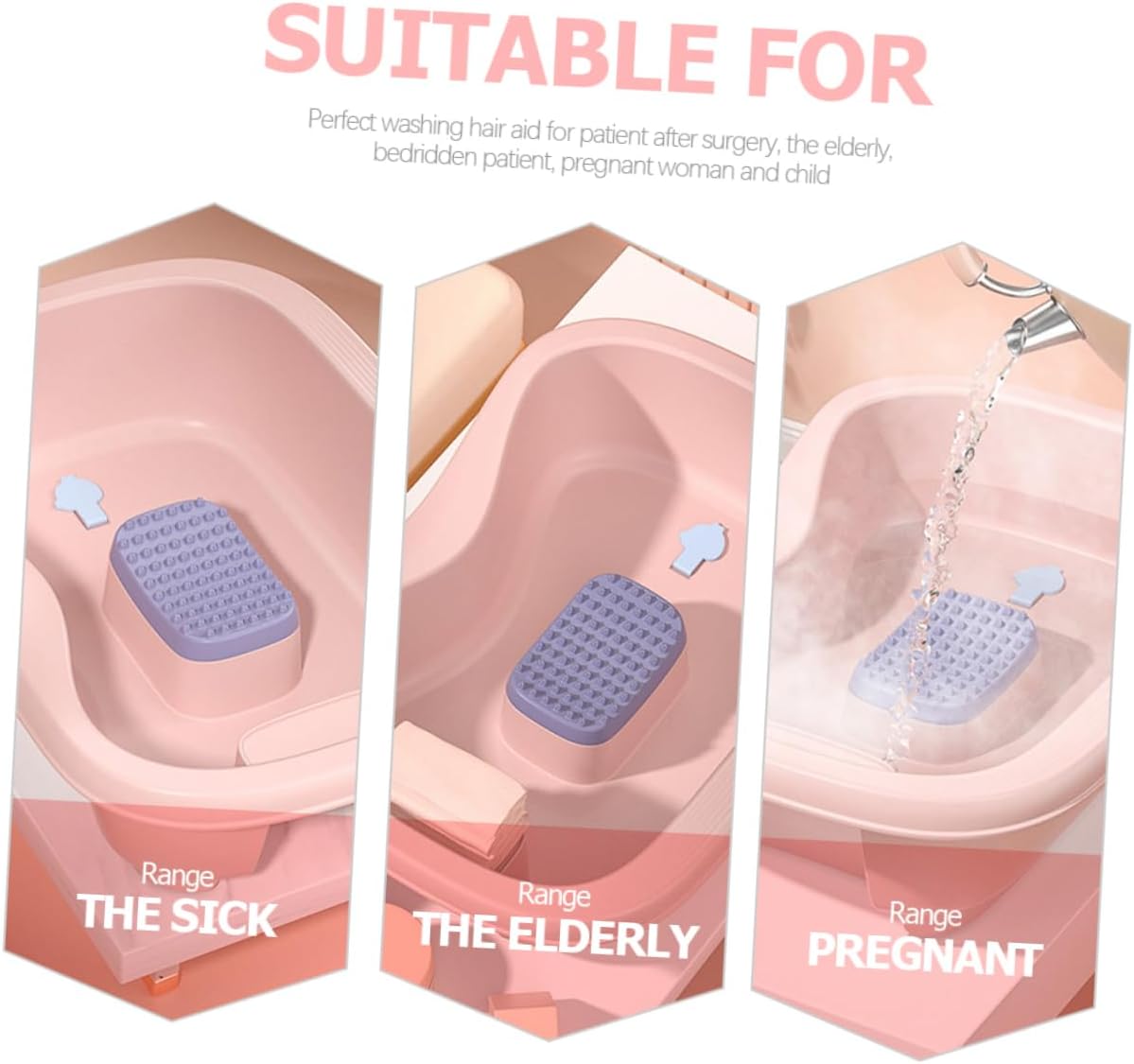 Ipetboom Portable Hair Washing Basin for Bedridden Individuals Ergonomic Design for Comfortable for Pregnant Women Seniors Disabled