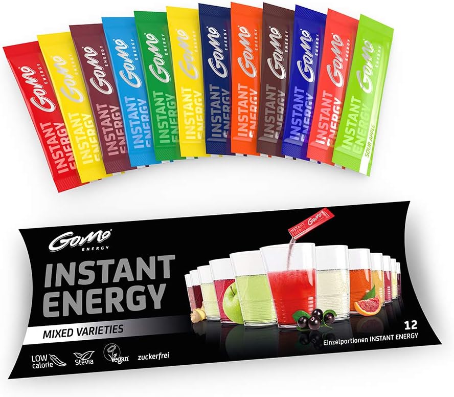GoMo ENERGY® Variety Mix of Energy, Vitality, Isotonic and Sports Drinks | Improve Alertness, Focus, Health, Mind and Body Performance │ MIXED VARIETIES 12 Single Portions - 12 GoMo Product Variations