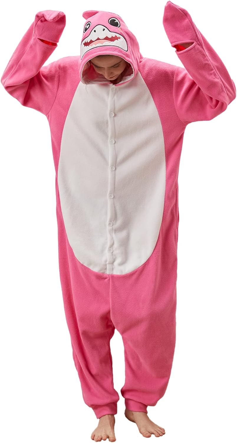 Dodheah Shark Onesie Adult Halloween Costume Animal Cosplay Pajamas Men and Women's Cartoon Jumpsuit Homewear - Image 2