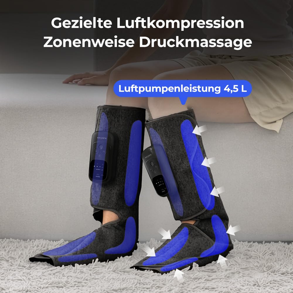 HuBDIC HubiCare Kabelloses Waden- und Fußmassagegerät mit Wärme- und Luftkompression für Durchblutung und Schmerzlinderung, 5 Modi mit 5 Intensitäten, reduziert Schwellungen, Muskelentspannungsgerät