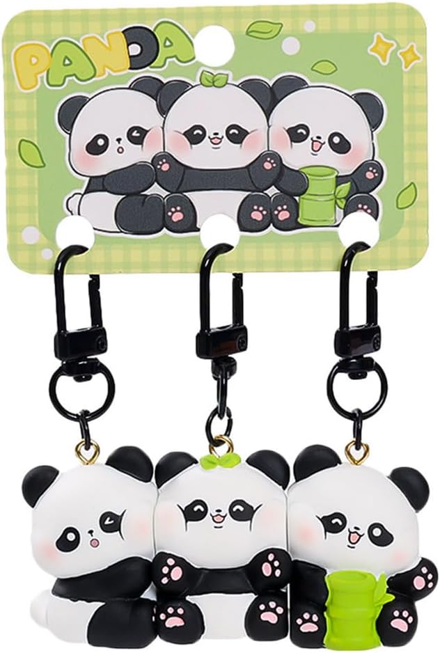 3 Pcs Bubu and Huahua Panda Keychains, Cute Magnetic Matching Couples Keychains for Women Bag Charms, Friend Gifts