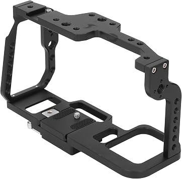 Camera Cage for BMPCC 4K 6K, Camera Cage Rig Stabilizer with 1/4 3/8 Inch Thread Holes Cold Shoe Mount Quick Release, One Key Loosening and Tightening
