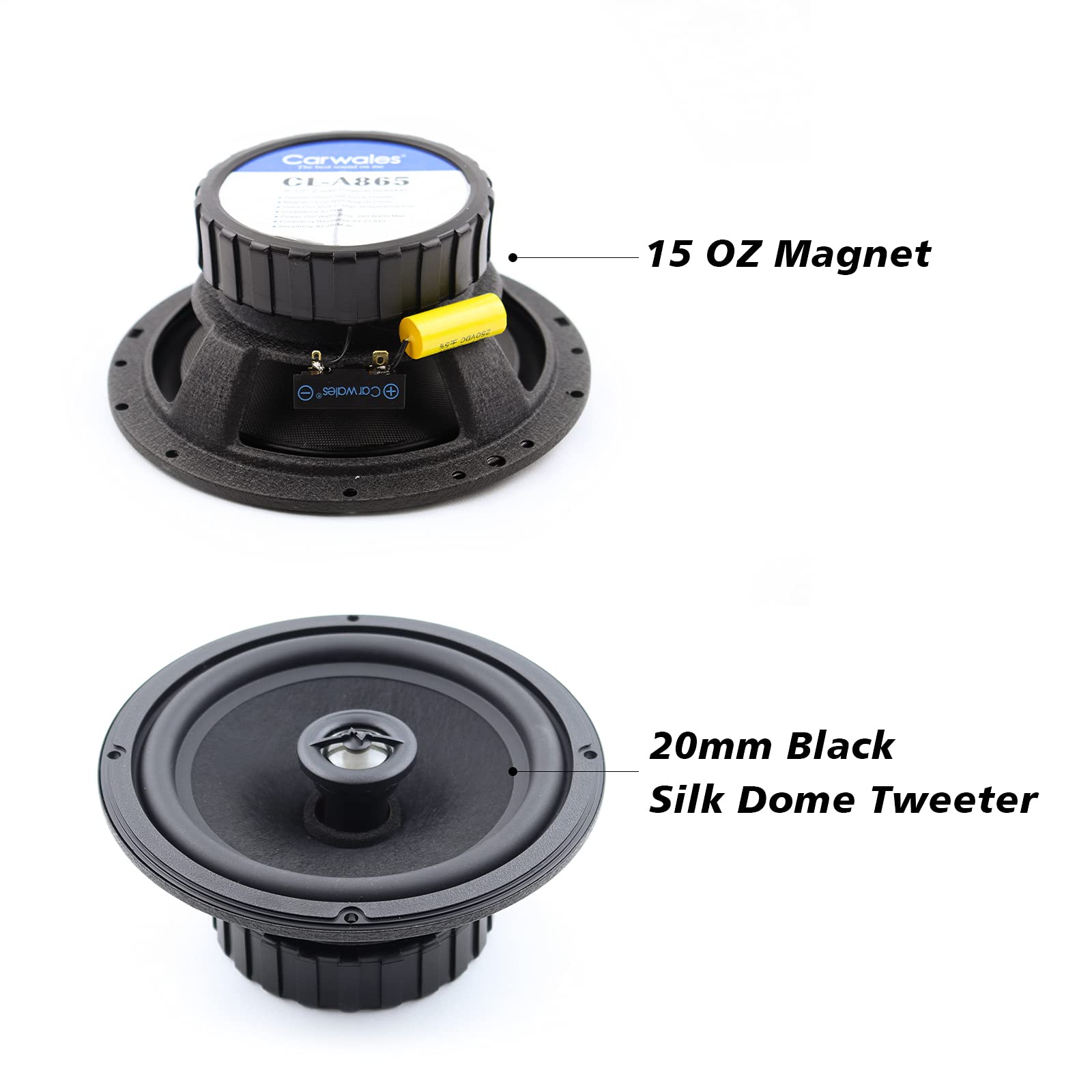Carwales A865 Punch 6.5 inch 2 Way Coaxial Speaker System with