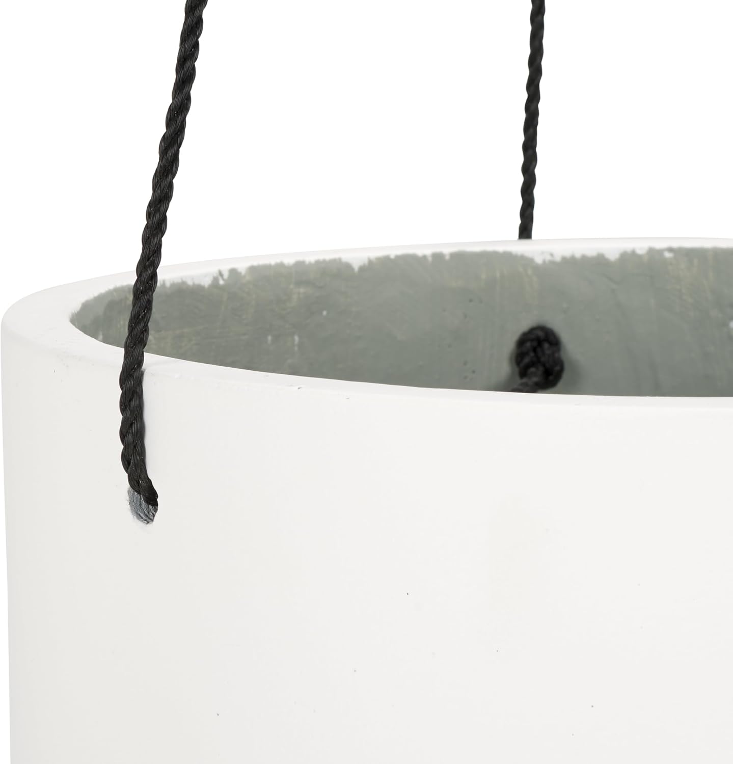SAFAVIEH Outdoor Collection Rancer White Concrete Ficonstone Hanging Planter Pot