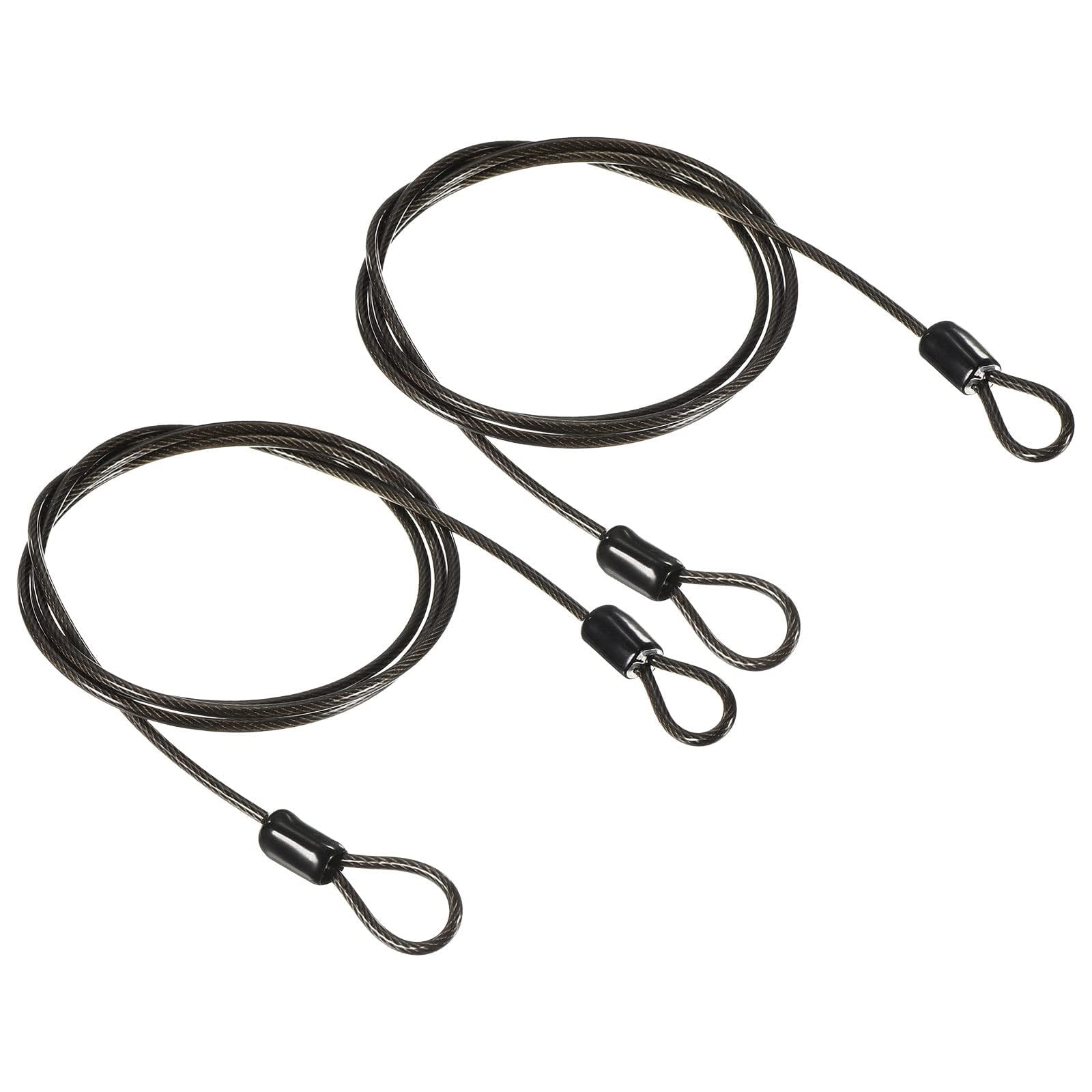 ROWORKX Security Steel Cable 2.5mm x 1m Coated Wire Rope for Banners 2Pcs