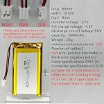 DC 3.7V 2600mAh 903759 Batterie rechargeable en polymère de lithium, adaptée DIY 3.7-5V Produits électroniques avec intégré 2-Wire Remplacement de la batterie et LED Lumières