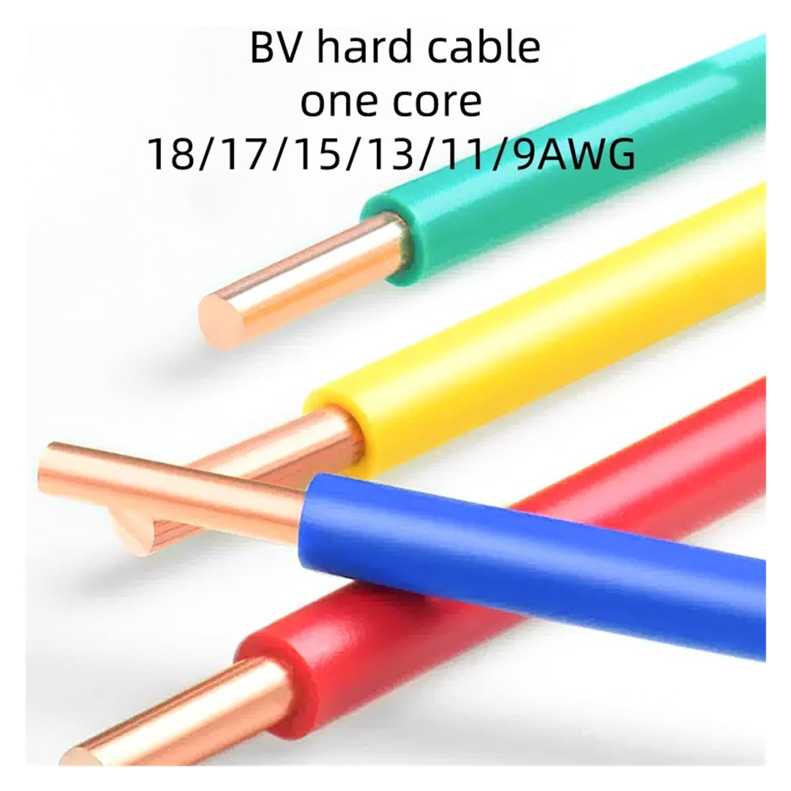 2/5/10/20/30/50m BV Cable Eléctrico De Cobre 18 17 Awg Cable Duro De Un Solo Núcleo Mejoras for El Hogar Recubierto De PVC(Yellow,20m 17AWG)