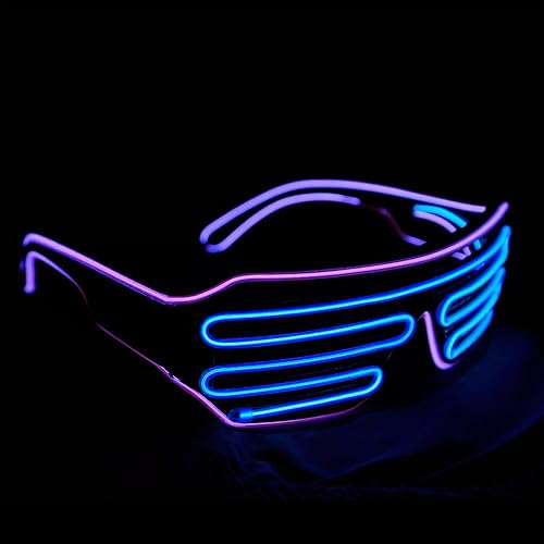 Miniatura 3 de Gafas de LED de Aqua Led de Neón electroluminiscentes para fiestas y disfraces modelo RB03 Púrpura  Azul