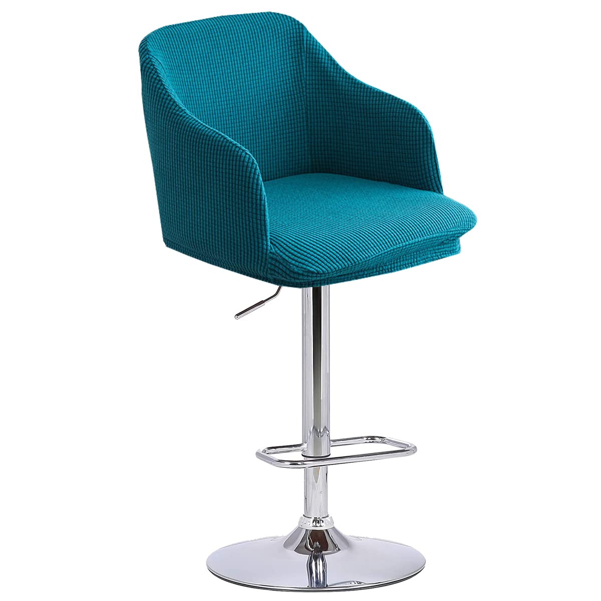 Fundas para taburetes de bar en color cian para dar vida a la barra de tu cocina moderna