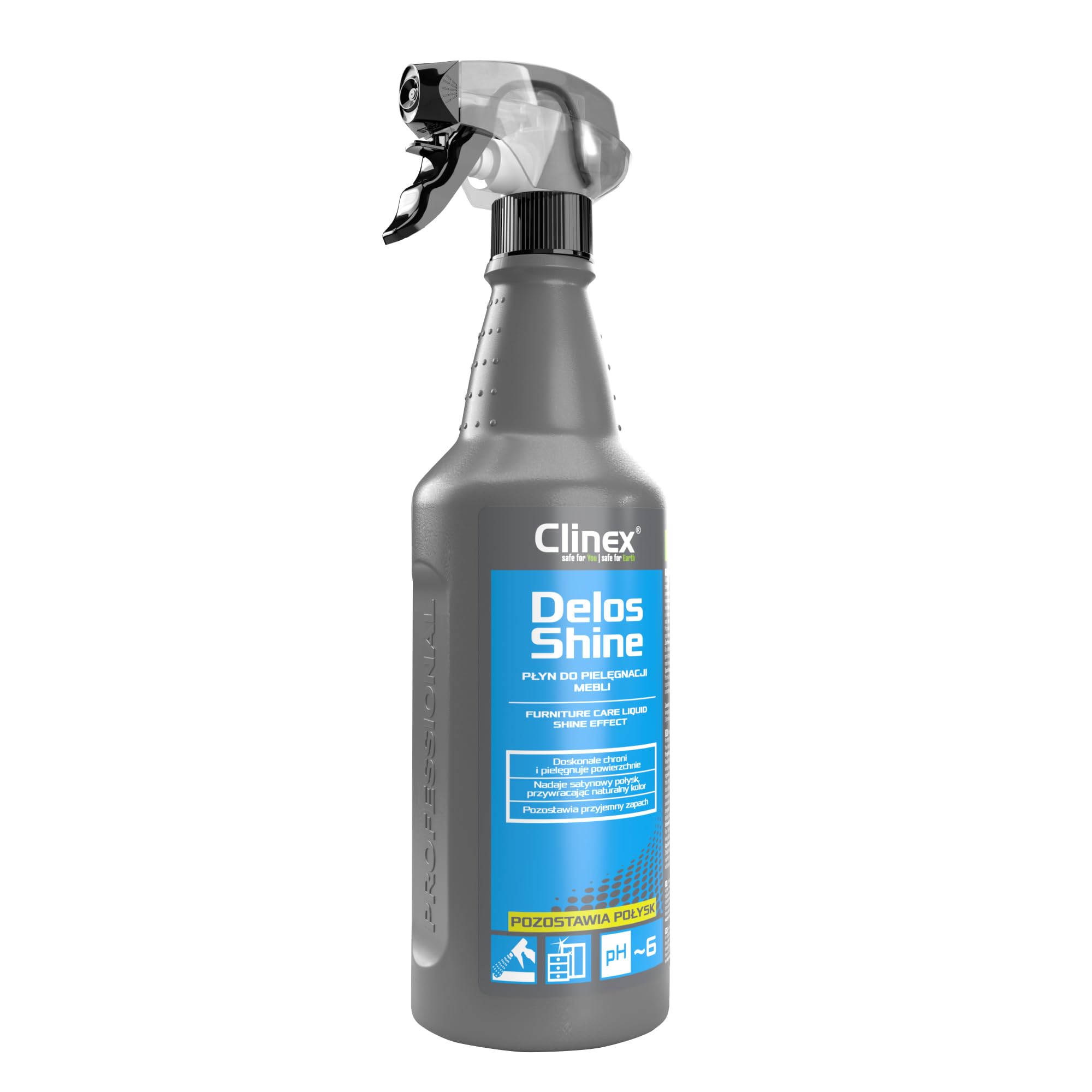 CLINEX Delos Shine, Líquido limpiador y cuidado de muebles, deja brillo, 1l