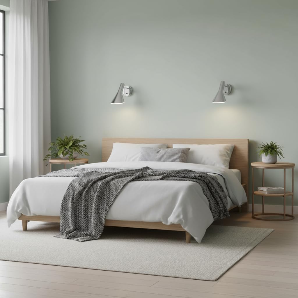 BARCELONA LED Applique Murale Design Melisa en Aluminium Chrome, Lampe Murale Vintage Abat-jour Réglable, E27 avec Interrupteur Intégré, Idéal pour Tête de Lit, Chambre, Salon et Couloir