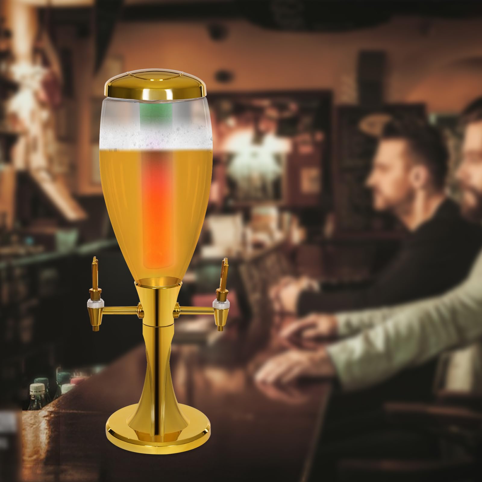 Impianto di spillatura per birra, colonna di benzina, colonna di benzina, distributore di bevande, con contenitore di ghiaccio, 3 l, con luci colorate, tubo di ghiaccio per bar, bistrò, feste