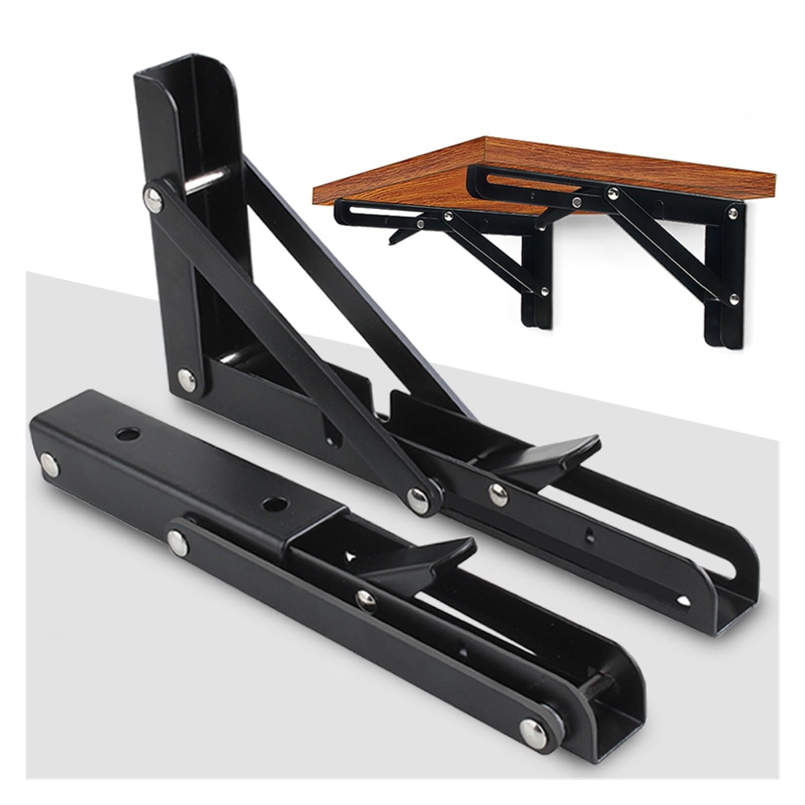 2 pezzi 8-20 pollici staffa nera supporto pesante mensole da parete(16 Inch Length)