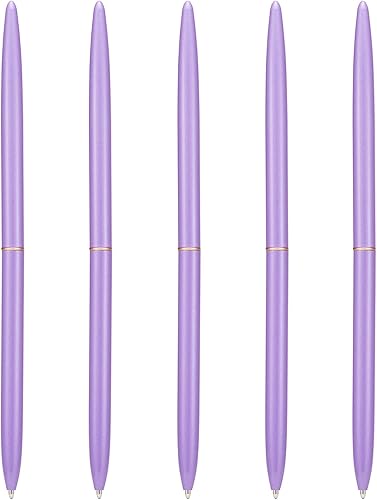 Miniatura 10 de Juego de 5 bolígrafos, tinta negra, delgada, ligera, suave, para negocios, oficina, profesores, estudiantes, invitados de boda (plateado)