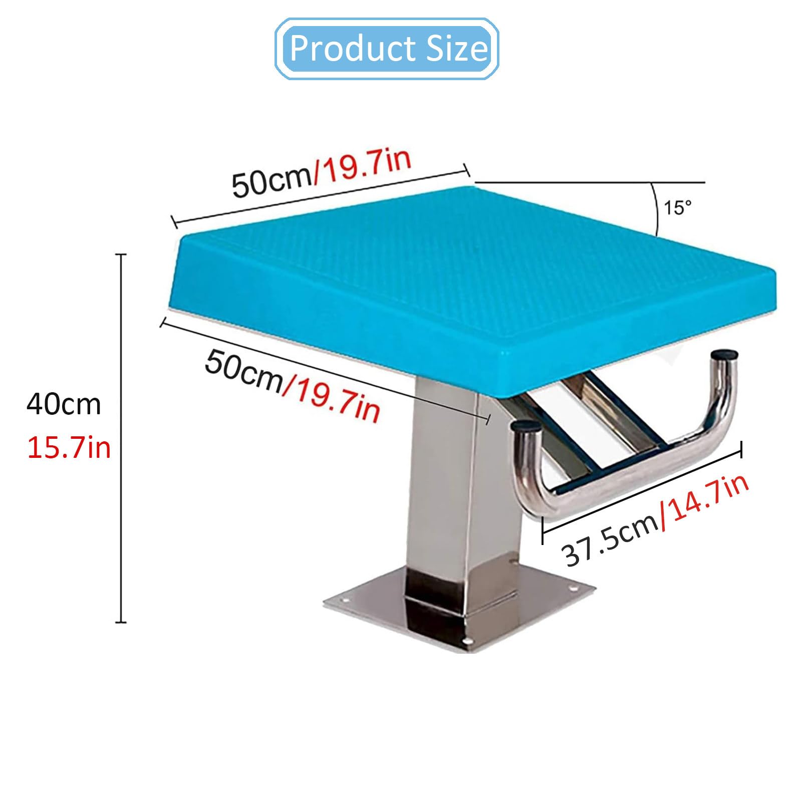 Piattaforma subacquea, base in acciaio inox con superficie antiscivolo per uso competitivo, design inclinato per prestazioni migliorate