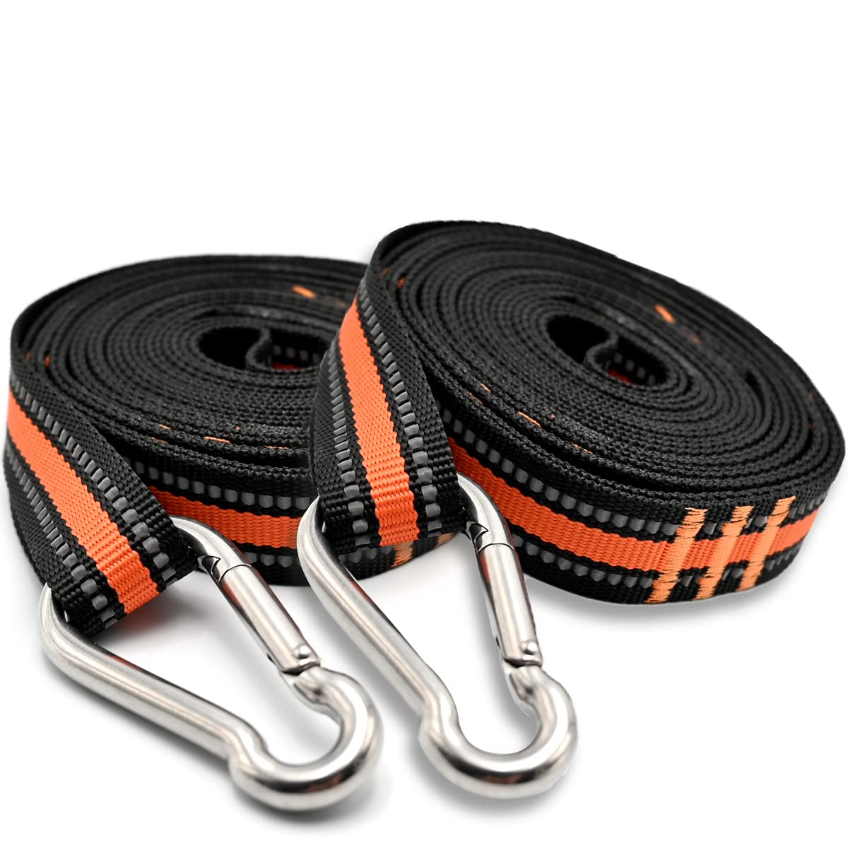 Heavy Duty Hammock Tree Straps with 2 Carabiners 20Ft Adjustable Non-Stretch Polyester Hammock Tree Straps with 2000Lb Breaking Strength Perfect for Camping & Hiking (Orange)