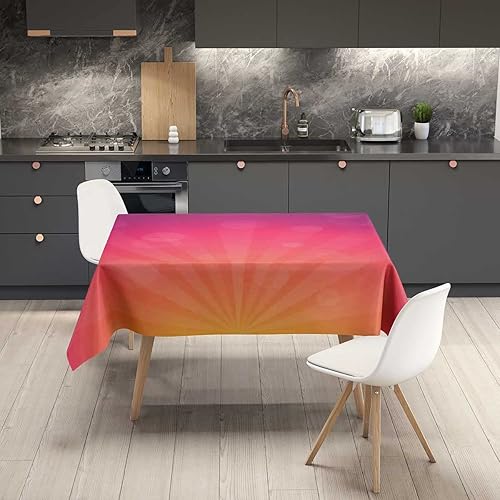 Vista 2 de Mantel Redondo para mesa de 4 sillas, morado y rosa, naranja, mantel para exteriores, 30 x 30 pulgadas