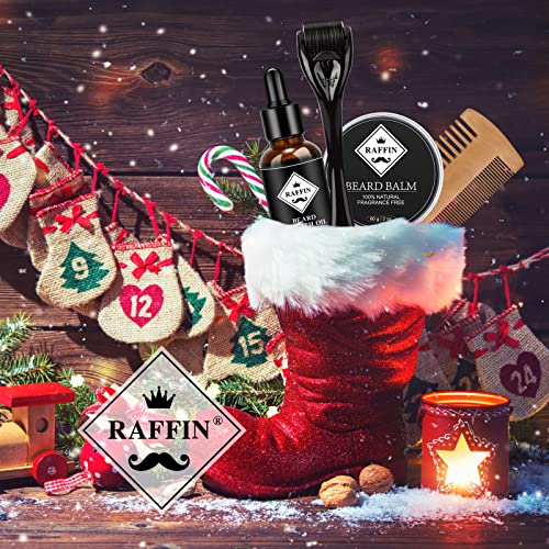Beard Growth Kit - Derma Roller For Beard Growth, Beard Kit With Beard Roller, Beard Growth Oil, Beard Balm, Beard Comb, Patchy Beard Growth - Christmas Gifts For Men Dad Husband Boyfriend Brother #TOP6
