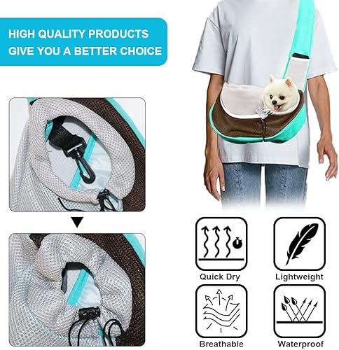 Miniatura 10 de FEimaX Transportador para perros y cachorros, bolsa para perros pequeños y gatos, malla transpirable, manos libres, con correa ajustable, para