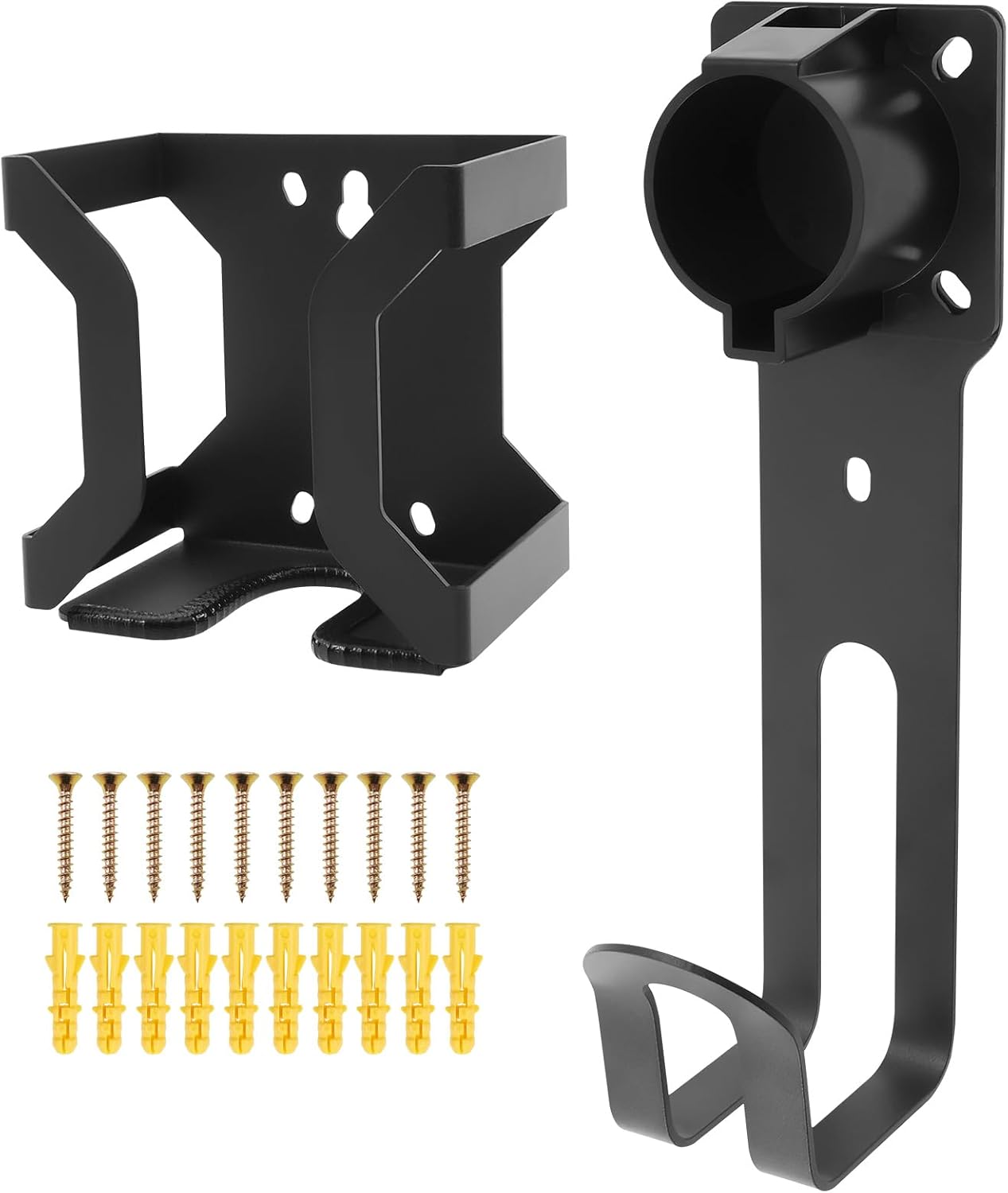 Jokapy EV Charging Stand Wall Mount Permanent Electric Vehicle Holder Kit Compatible with SAE J1772 Connector for Electric Vehicles (Black)