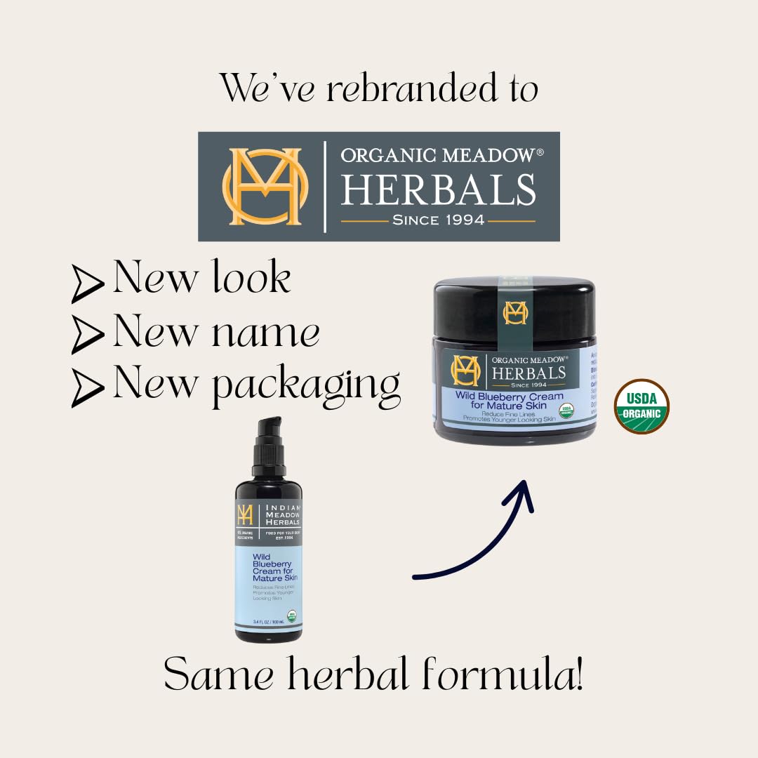 Organic Meadow Herbals Wild Blueberry Cream for Mature Skin (1.6 oz) - USDA Certified Organic. Promotes Younger-Looking Skin - Woman-Owned & Operated Since 1994.