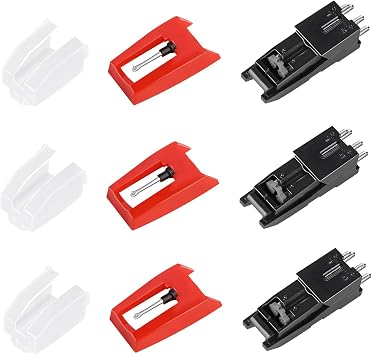 3pcs Record Player Cartridge and Needle,Universal Turntable Diamond Cartridges and Stylus Replacement for LP Crosley Ion Jensen Victrola 1byone Phonograph