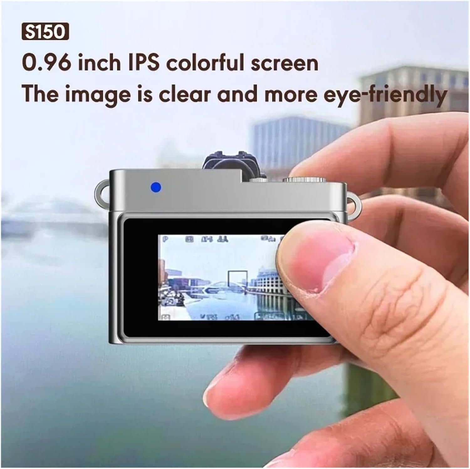 1080P Retro Portable Mini Digital Camera with 0.96 Inch IPS Screen & LED Fill Light for Daily Video Shooting