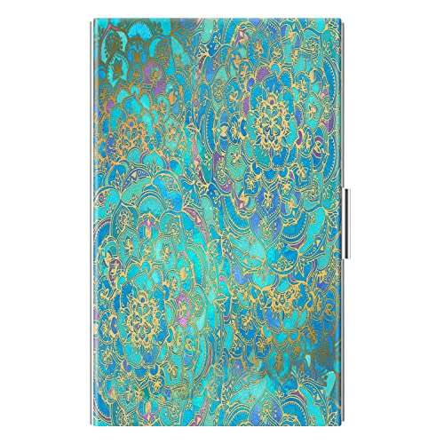 Fintie Business Card Holder, Premium Vegan Leather Coated Stainless Steel Professional Slim Name Card Case Organizer for Men & Women (Shades of Blue)