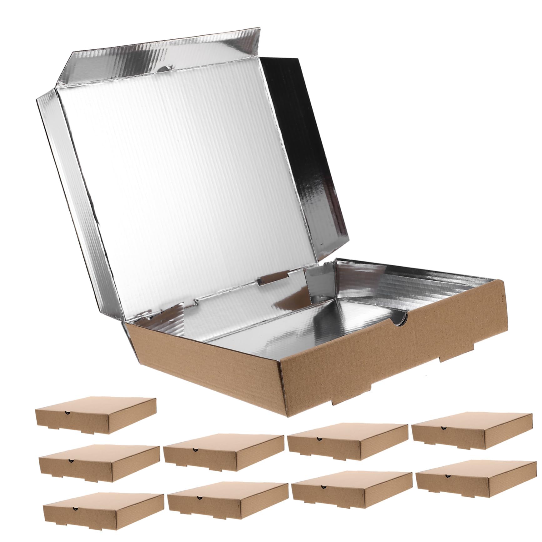 OKUMEYR 10pcs Insulated Aluminum Foil Pizza Boxes Leakproof Takeout Containers for Parties Picnics and Travel Oil and Grease Resistant Pizza Storage