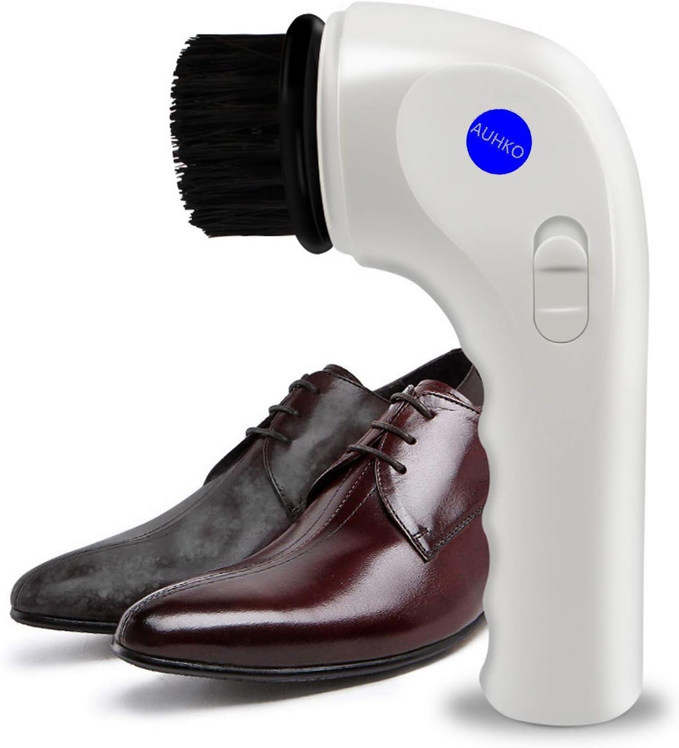 Electric Shoe Polisher,Auhko Portable Handheld Rechargeable Leather Shoe Cleaning Brush Kit Leather Care Tool for Leather Shoes, Bags, Car Seat, Sofa and More